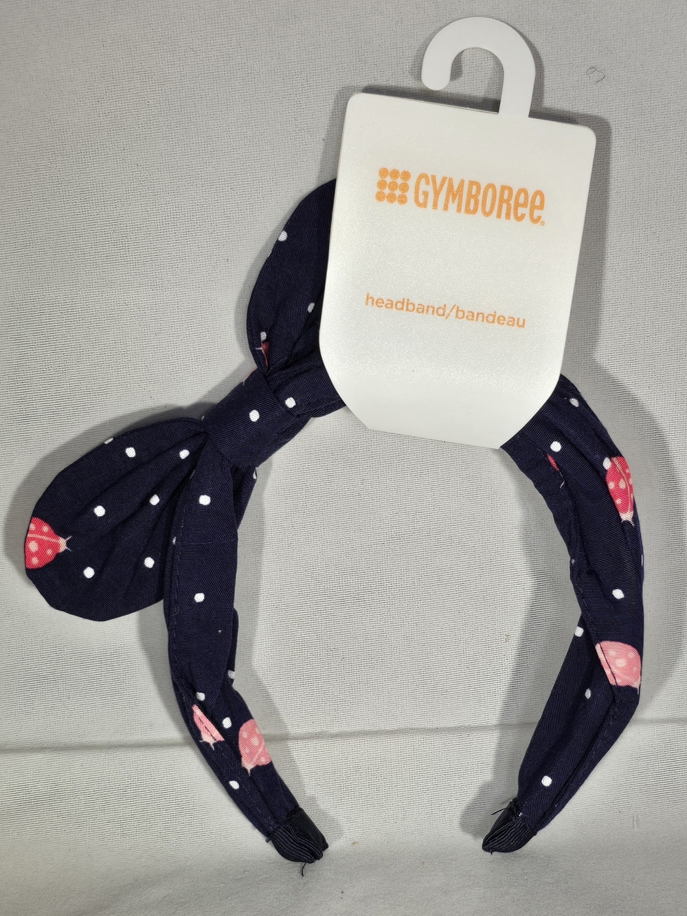 Gymboree Navy Polka Dot Headband with Pink Strawberry Prints